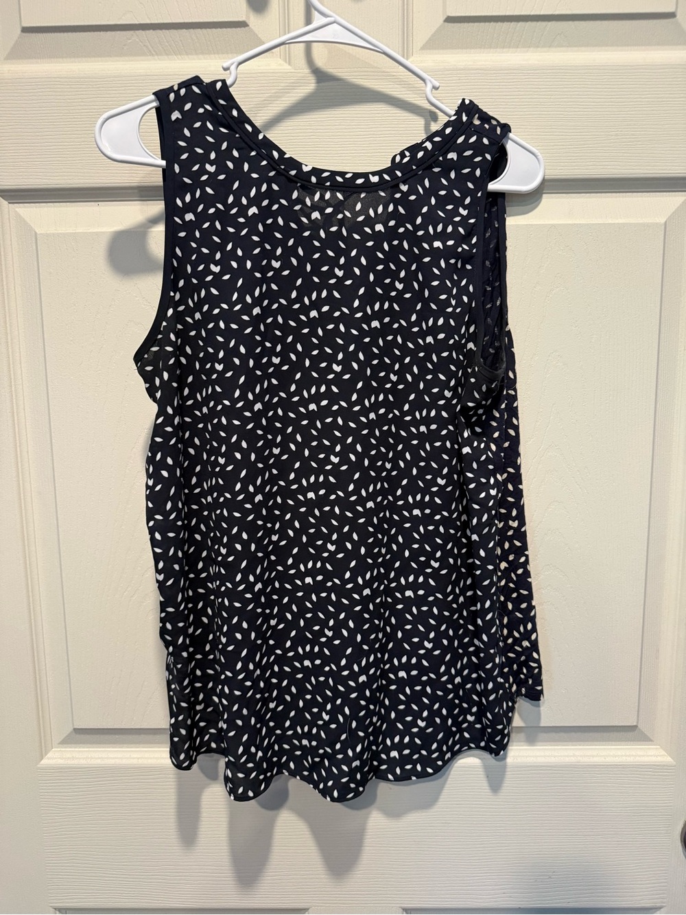 LOFT Navy Tank Top with White Leaf Print